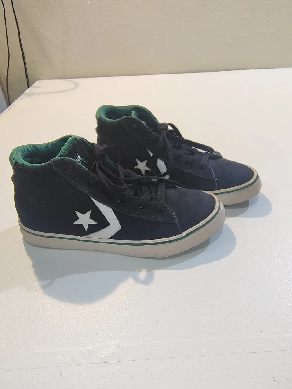 Converse Kids Black High-Top Sneakers with Green Lining